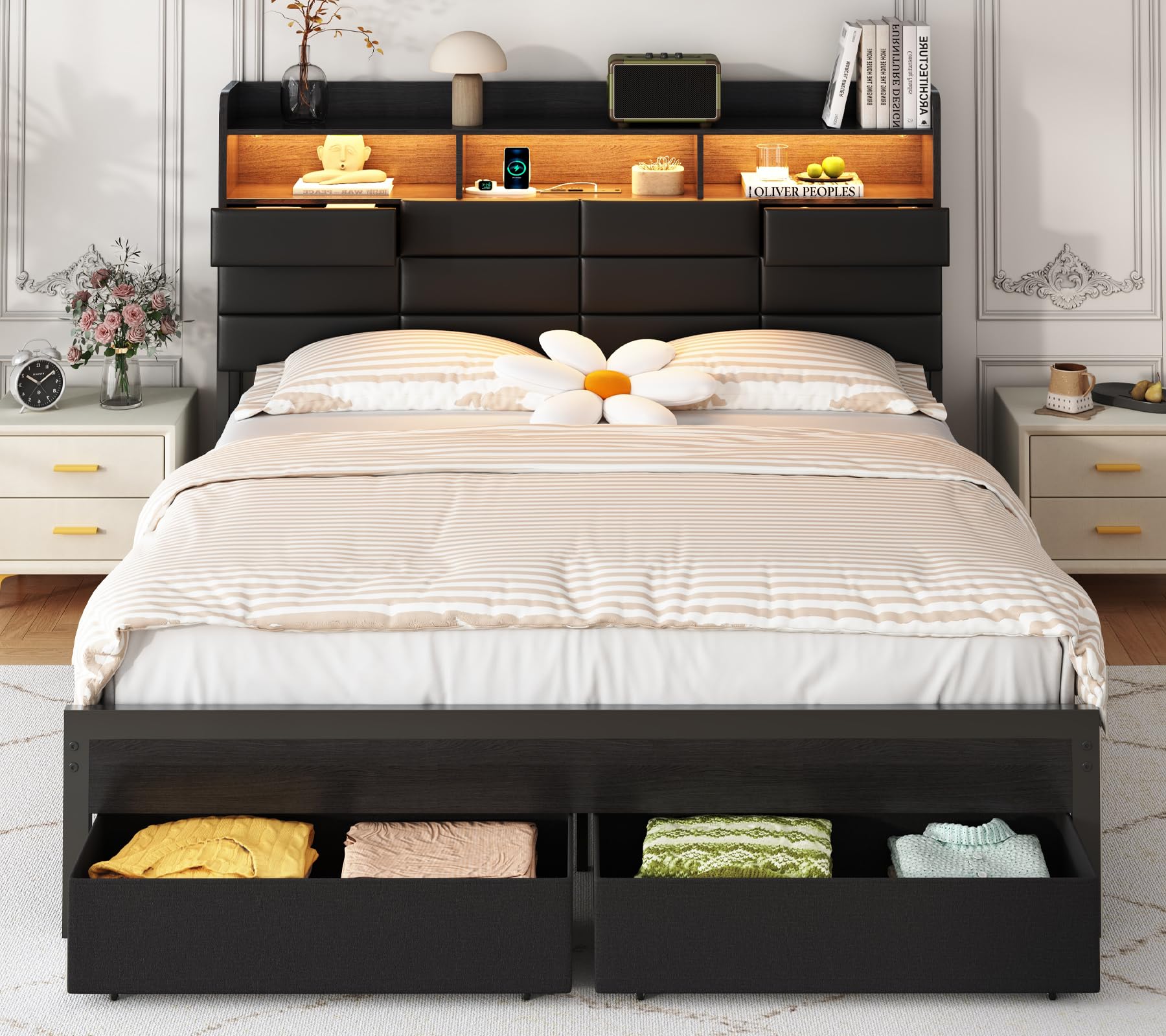King Size Bed Frame with Stora - King Size Bed Frame With Storage Drawers ulasan dan harga