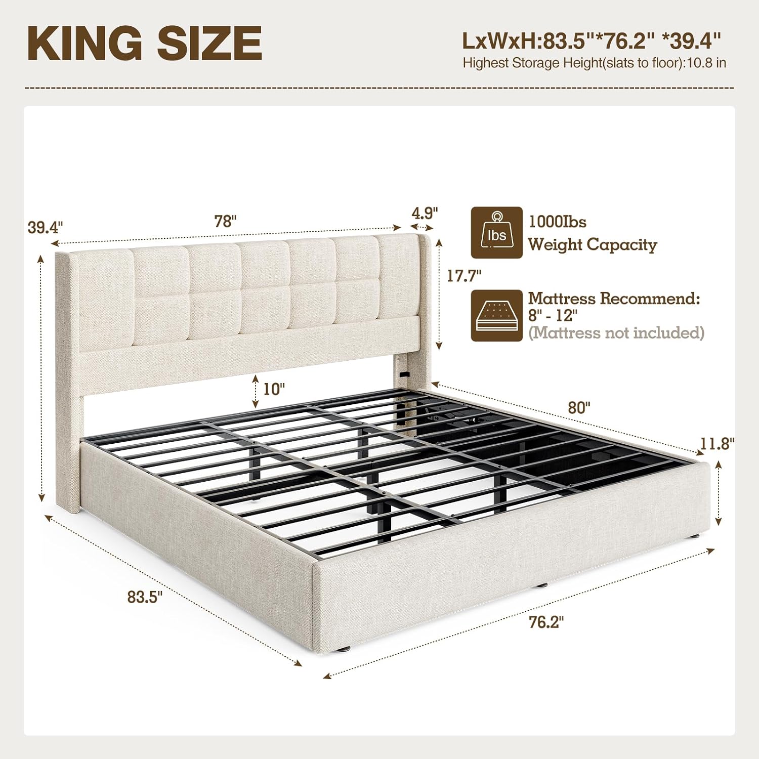 King Bed Frame with Hydraulic  - Gas Lift Storage Bed Hydraulic ulasan dan harga