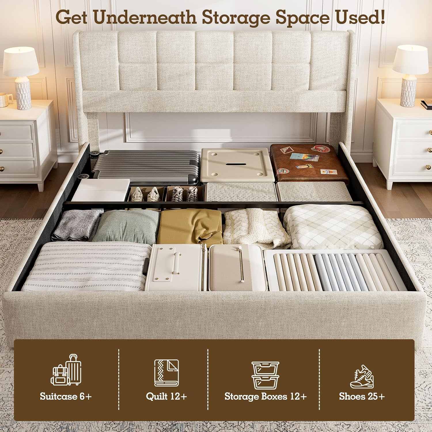 King Bed Frame with Hydraulic  - Gas Lift Storage Bed Hydraulic ulasan dan harga