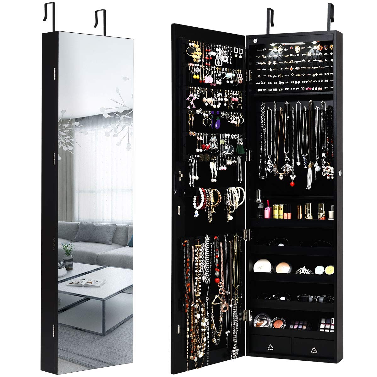 Wall or Door Mounted Jewelry A - Full Length Mirror Jewelry Armoire ulasan dan harga