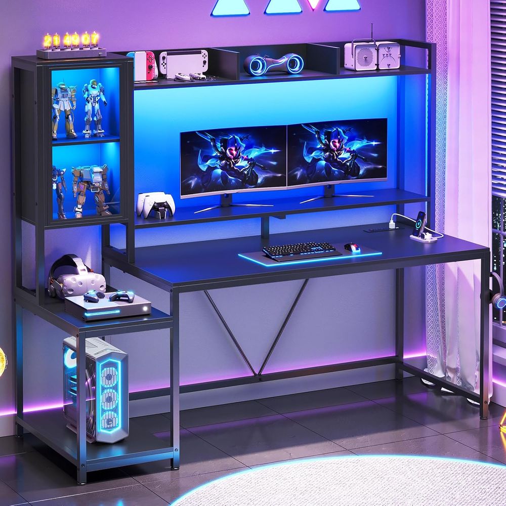 60'' Gaming Desk with Storage, - Storage ulasan dan harga