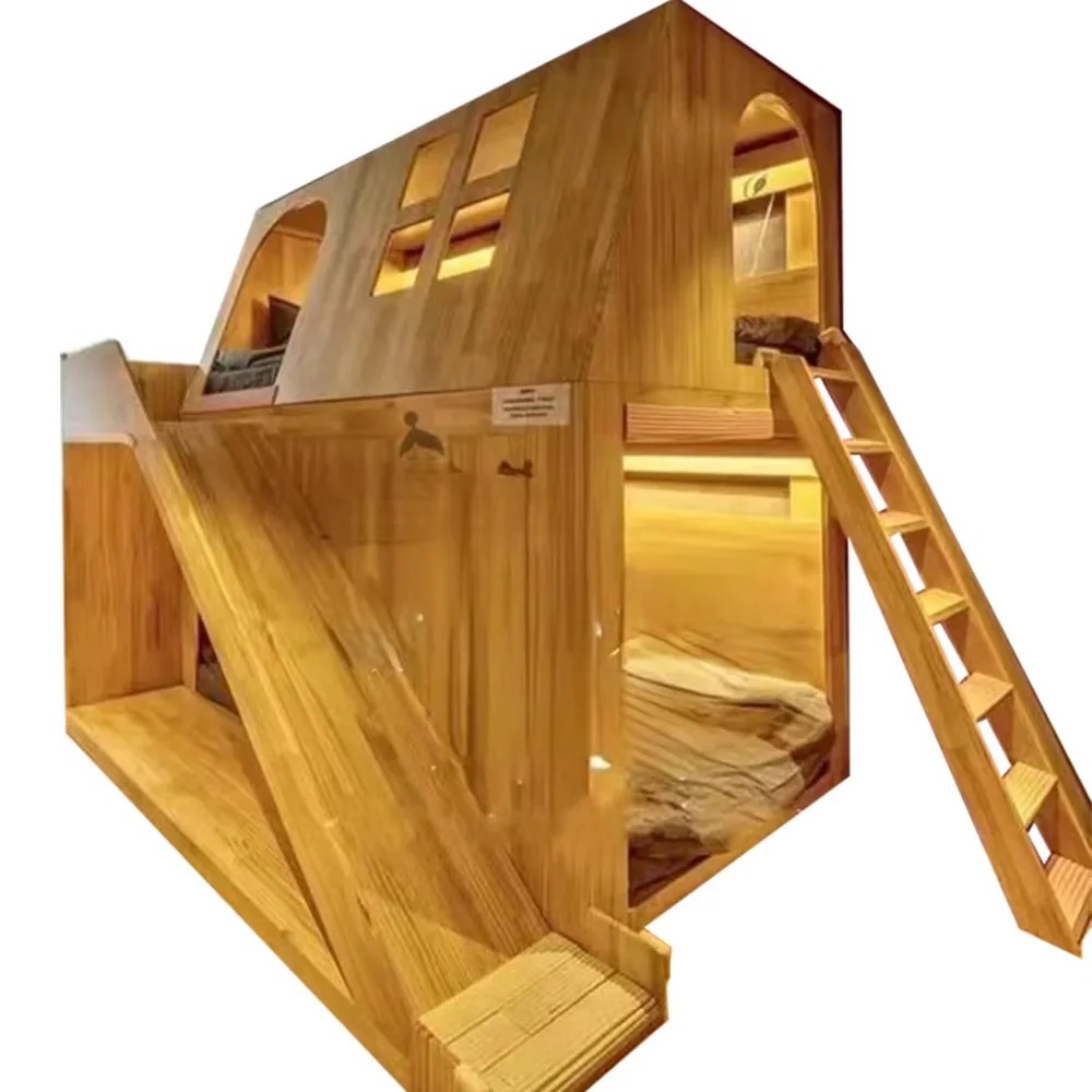 American Solid Wood Kids Tree  - Bunk Bed With Stairs And Slide ulasan dan harga